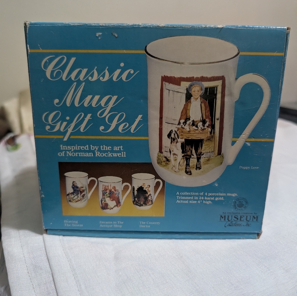 Norman Rockwell Museum Collections Classic Mug Gift Set  (4) Piece’s In One Box.
